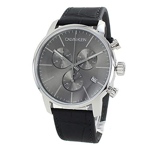 Calvin Klein City Chronograph Black Dial Black Leather Strap Watch for Men - K2G271C3 Watches Calvin Klein   