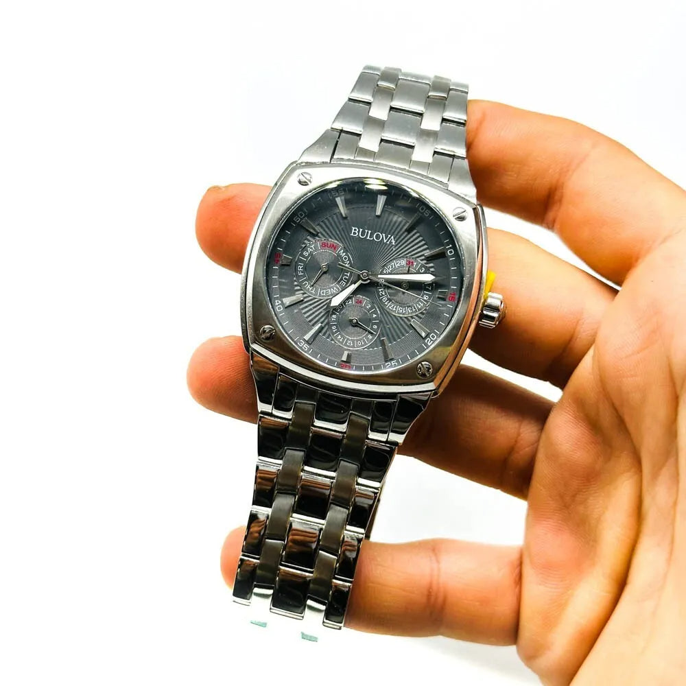 Bulova Classic Collection Multifunction Grey Dial Silver Steel Strap Watch for Men - 96C148 Watches Bulova   