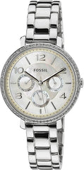 Fossil Jacqueline Multi-Function Mother of Pearl Dial Silver Steel Strap Watch for Women - ES3755 Watches Fossil   