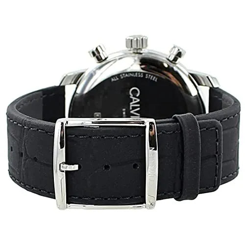 Calvin Klein City Chronograph Black Dial Black Leather Strap Watch for Men - K2G271C3 Watches Calvin Klein   