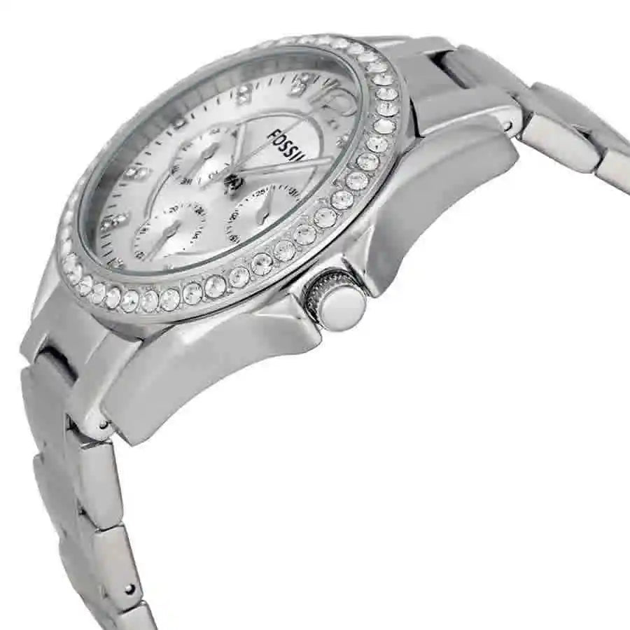 Fossil Riley Multifunction Silver Dial Silver Steel Strap Watch for Women - ES3202 Watches Fossil   