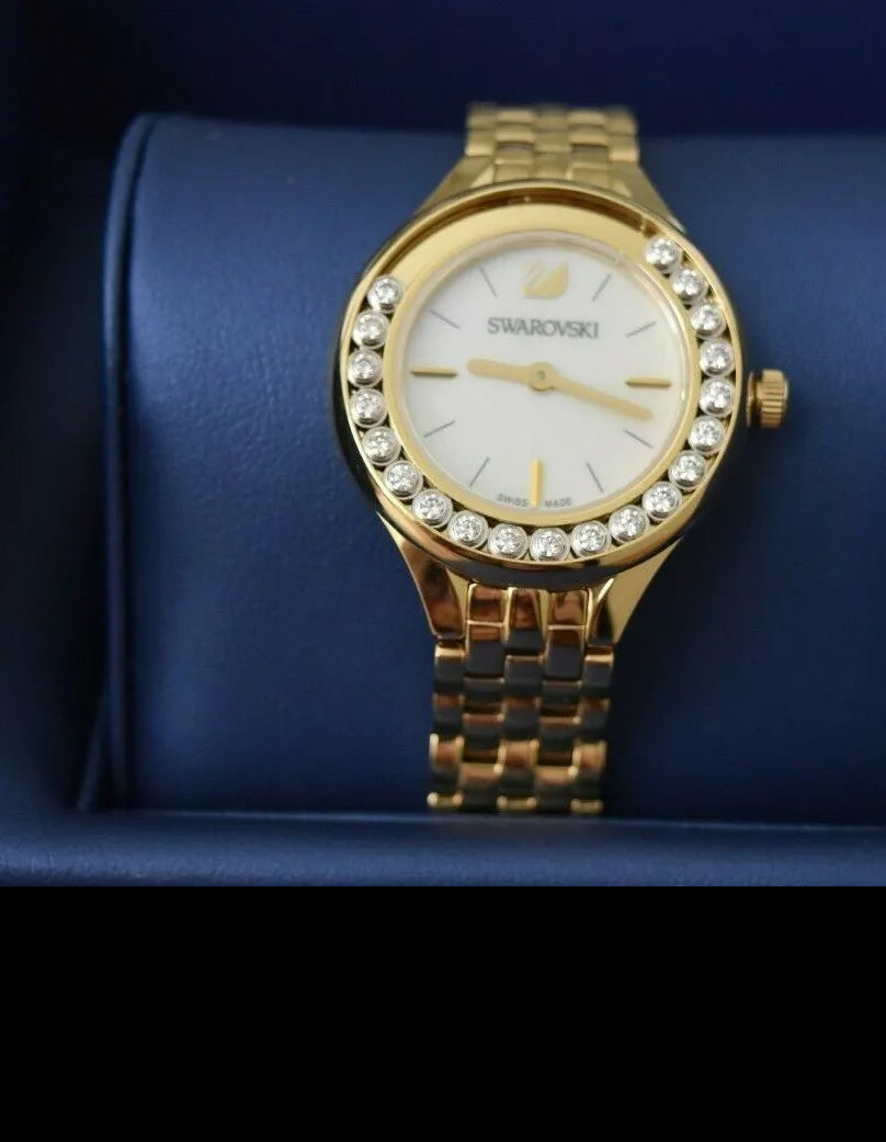 Swarovski Lovely Crystals White Dial Gold Steel Strap Watch for Women - 5242895 Watches Swarovski   