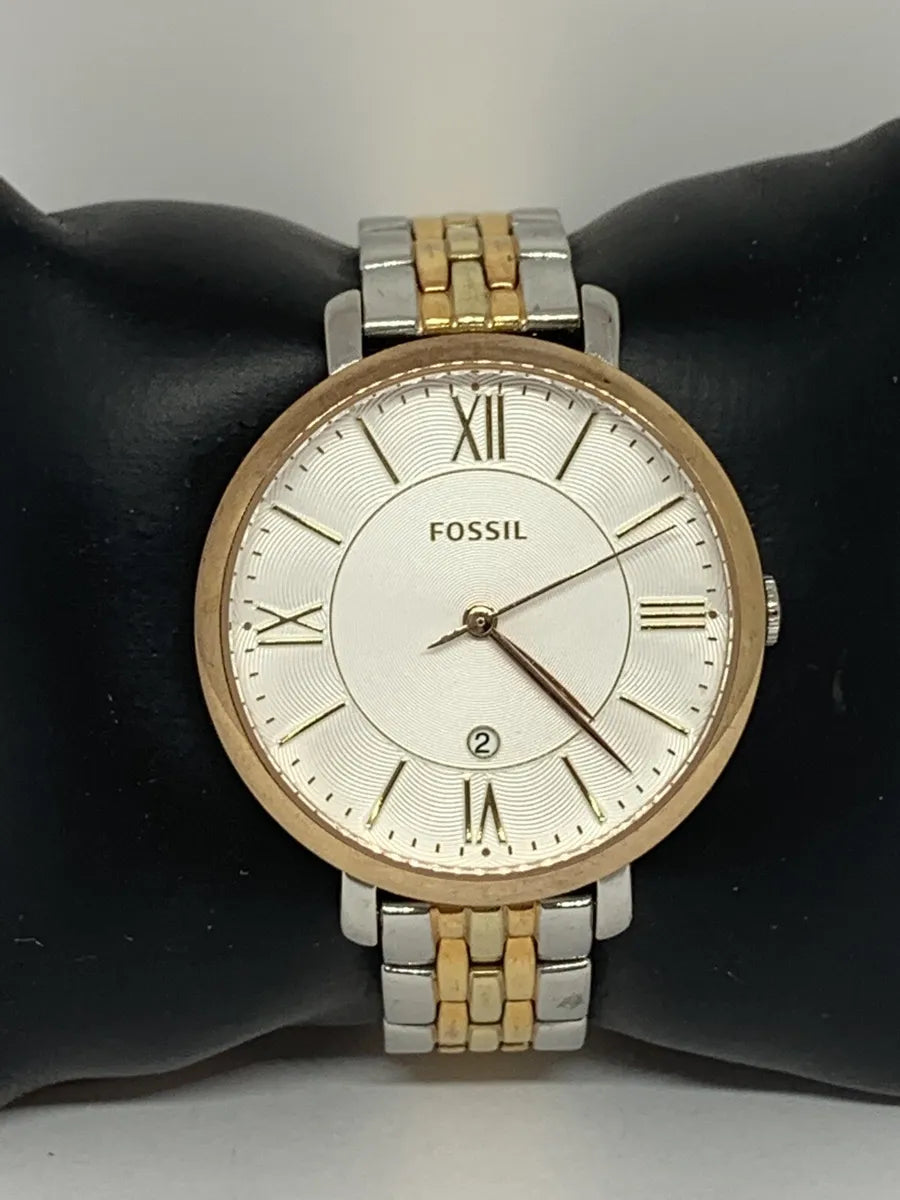 Fossil Jacqueline White Dial Two Tone Steel Strap Watch for Women - ES3844 Watches Fossil   