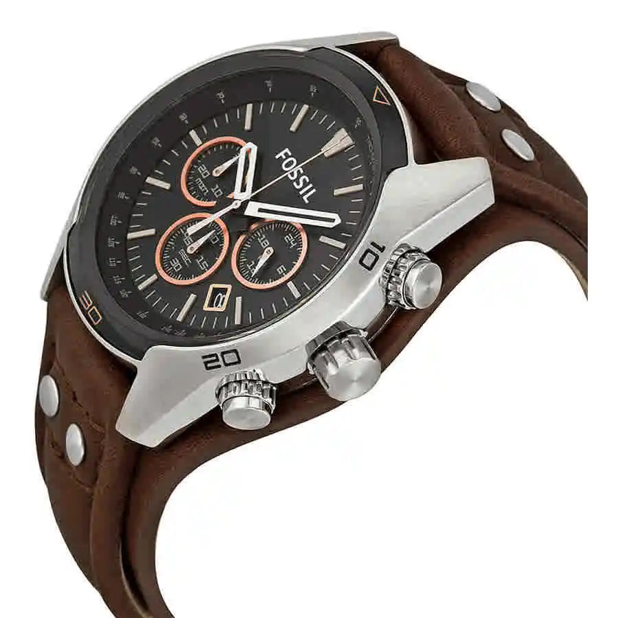 Fossil Coachman Chronograph Black Dial Brown Leather Strap Watch for Men - CH2891 Watches Fossil   