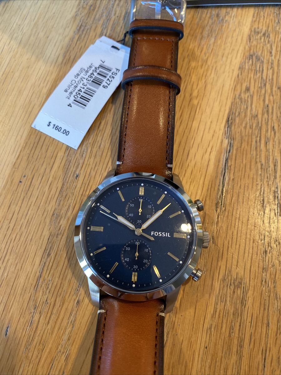 Fossil Townsman Chronograph Blue Dial Brown Leather Strap Watch for Men - FS5279 Watches Fossil   