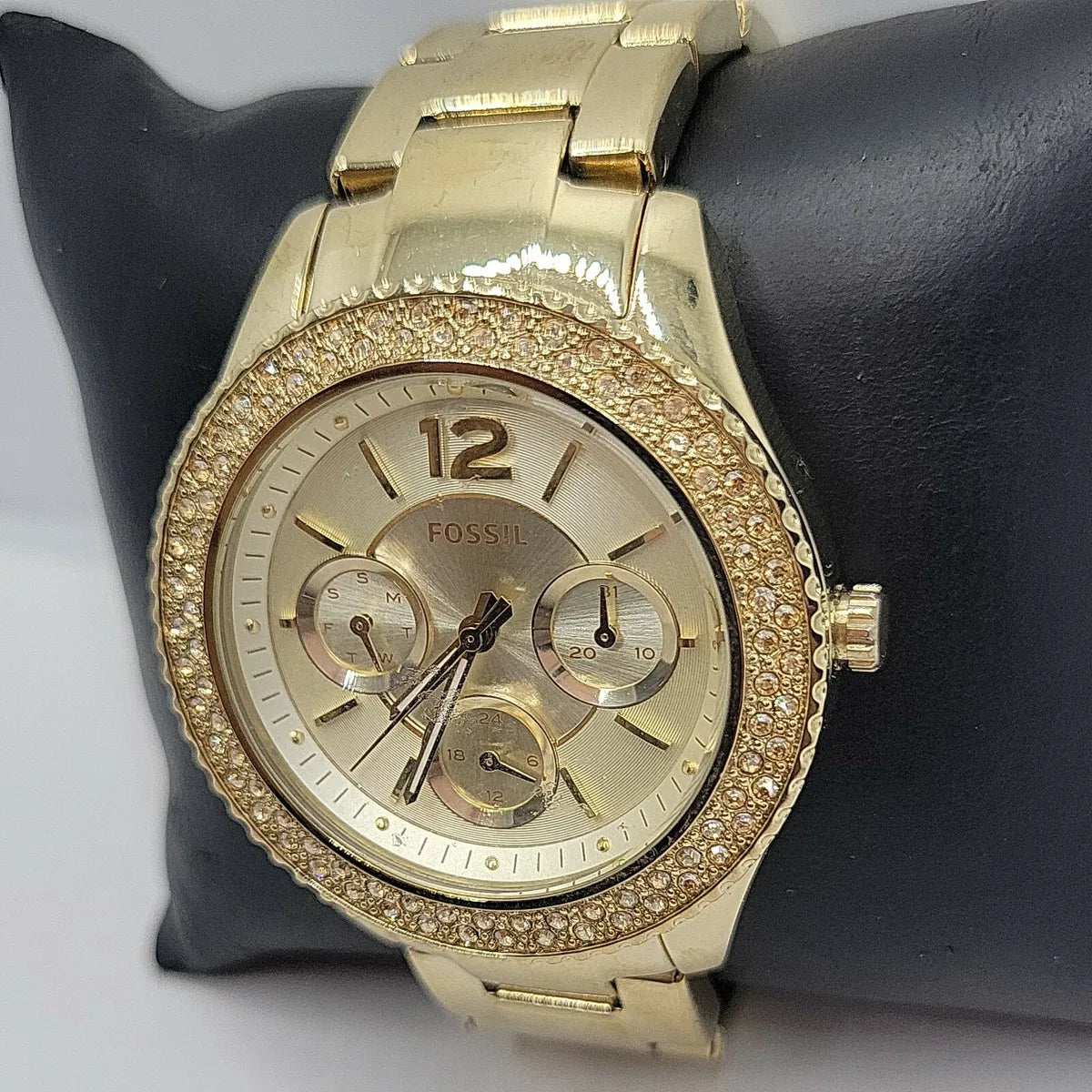 Fossil Stella Multifunction Gold Dial Gold Steel Strap Watch for Women - ES3589 Watches Fossil   