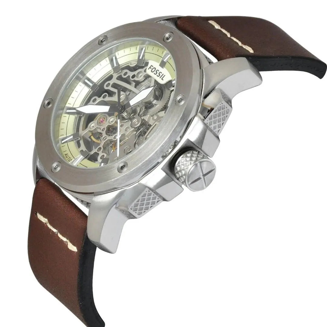 Fossil Modern Machine Automatic Skeleton White Dial Brown Leather Strap Watch for Women - ME3083 Watches Fossil   