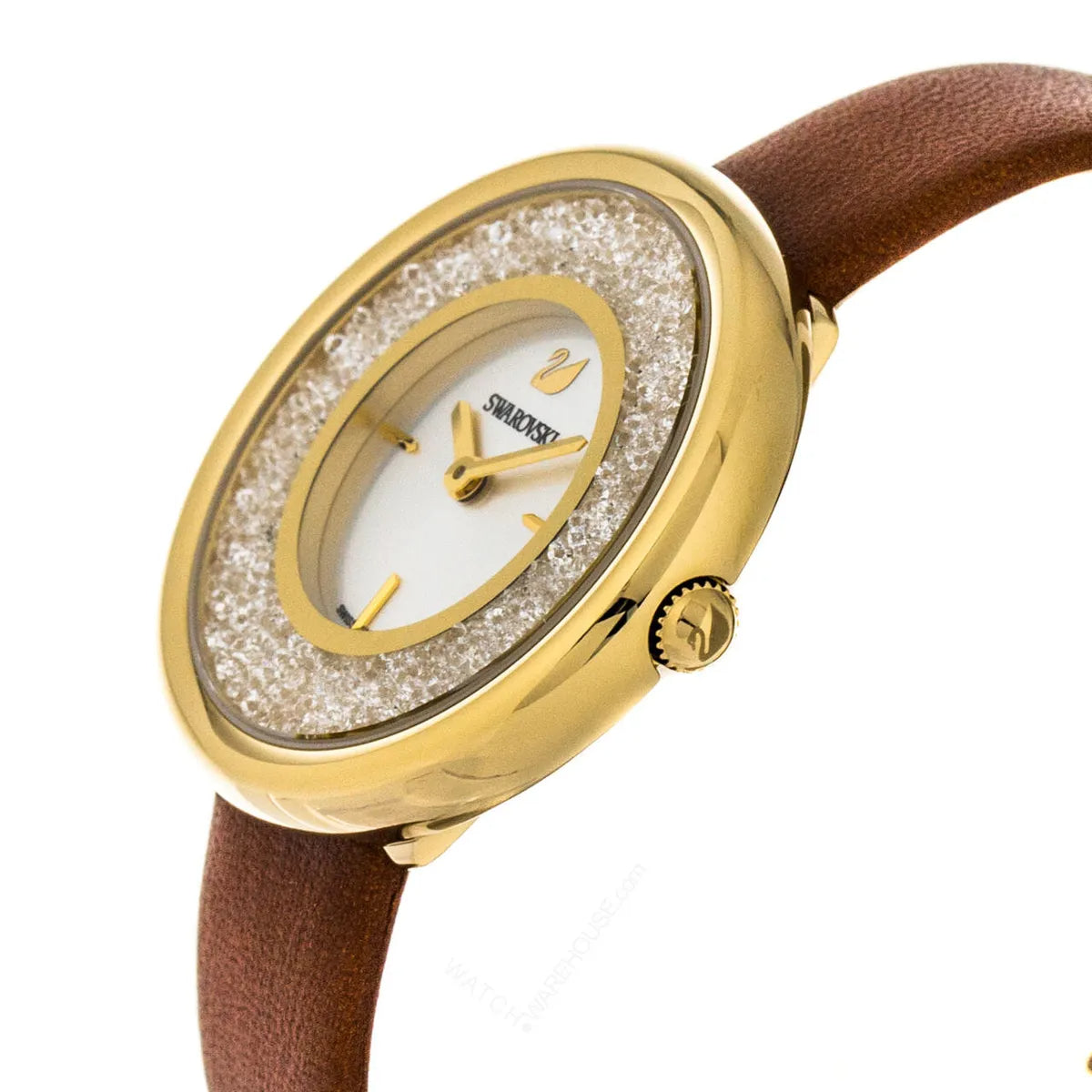 Swarovski Crystalline Pure White Dial Brown Leather Strap Watch for Women - 5275040 Watches Swarovski   