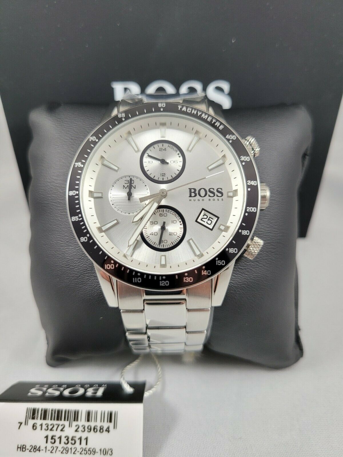 Hugo Boss Rafale Competitive Sport Silver Dial Silver Steel Strap Watch for Men - 1513511 Watches Hugo Boss   