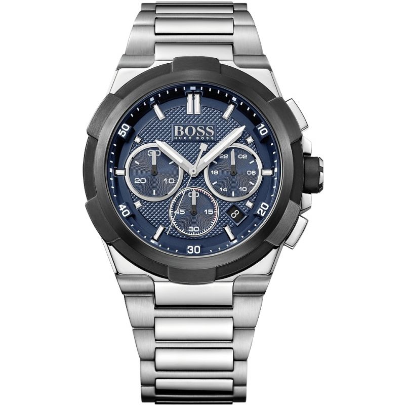 Hugo Boss Supernova Blue Chronograph Dial Silver Steel Strap Watch for Men - 1513360 Watches Hugo Boss   