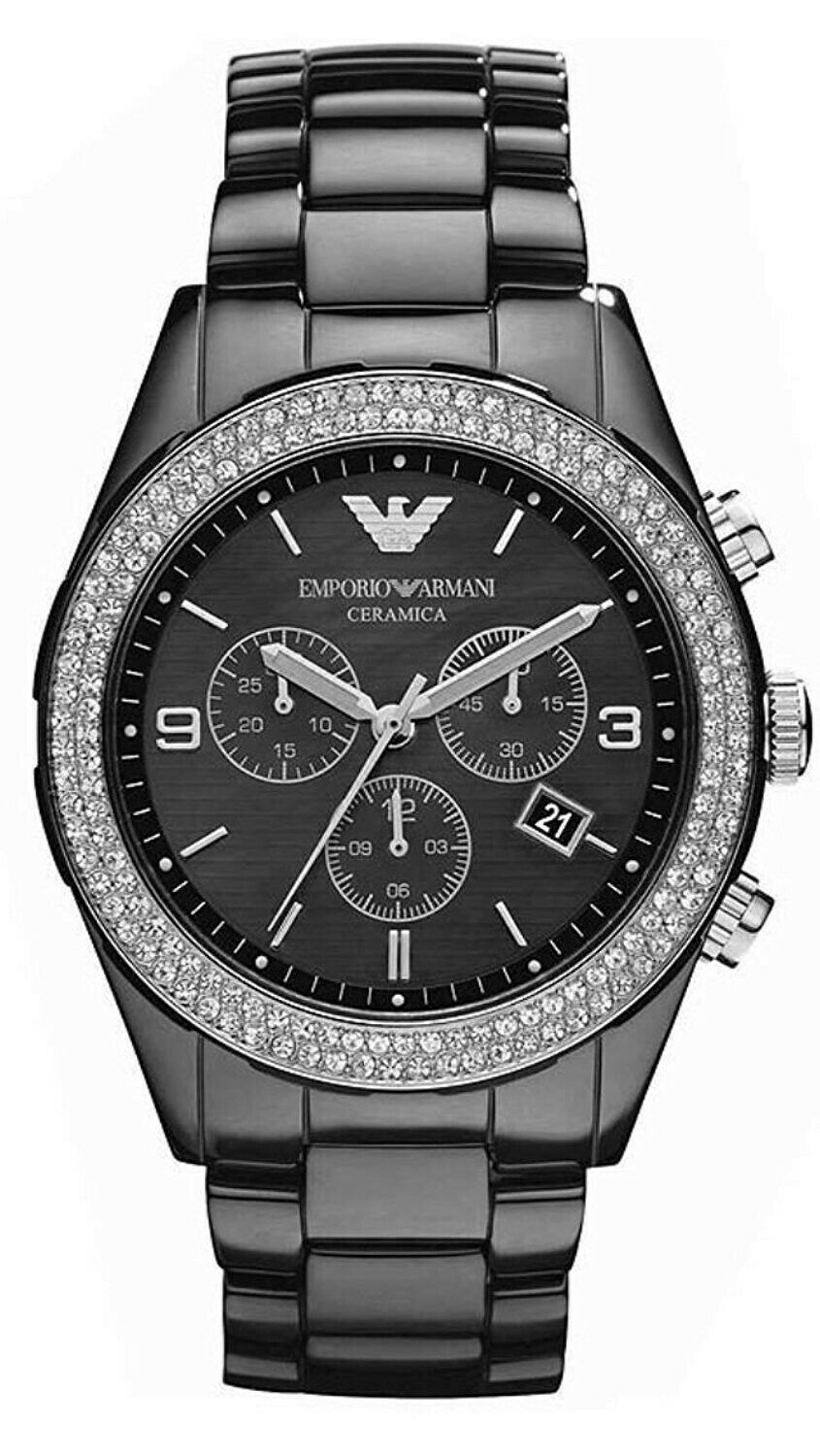 Emporio Armani Ceramica Black Dial Black Ceramic Strap Watch For Men - AR1455 Watches Emporio Armani   