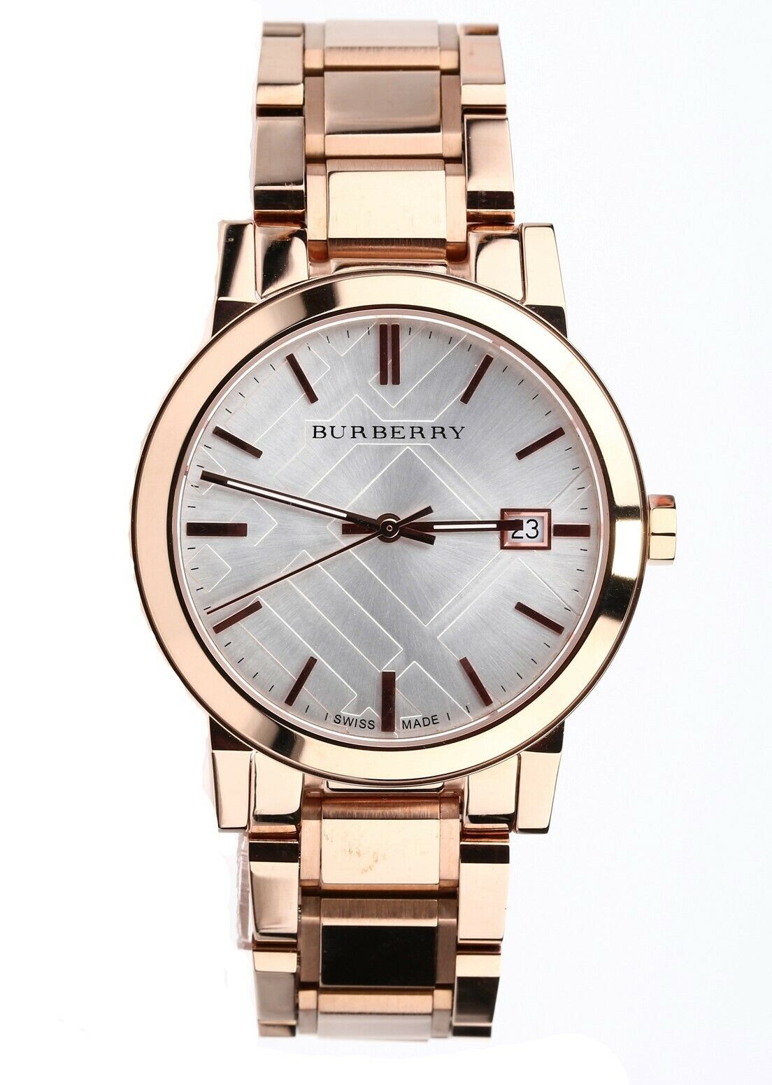 Burberry The City White Dial Rose Gold Stainless Steel Strap Watch for Women - BU9004 Watches Burberry   