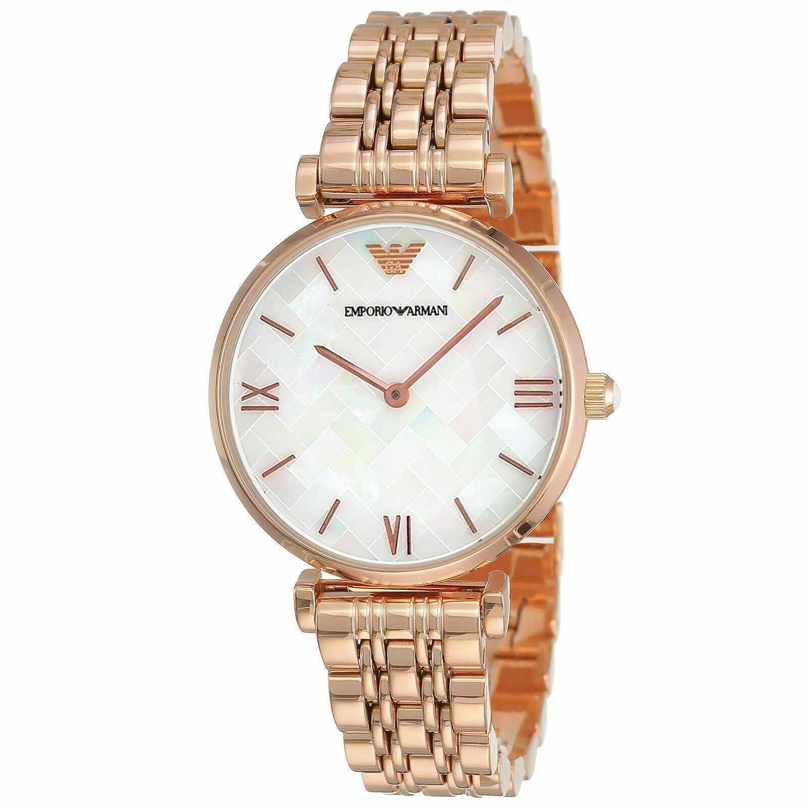 Emporio Armani Mother of Pearl Dial Rose Gold Stainless Steel Watch For Women - AR11110 Watches Emporio Armani   