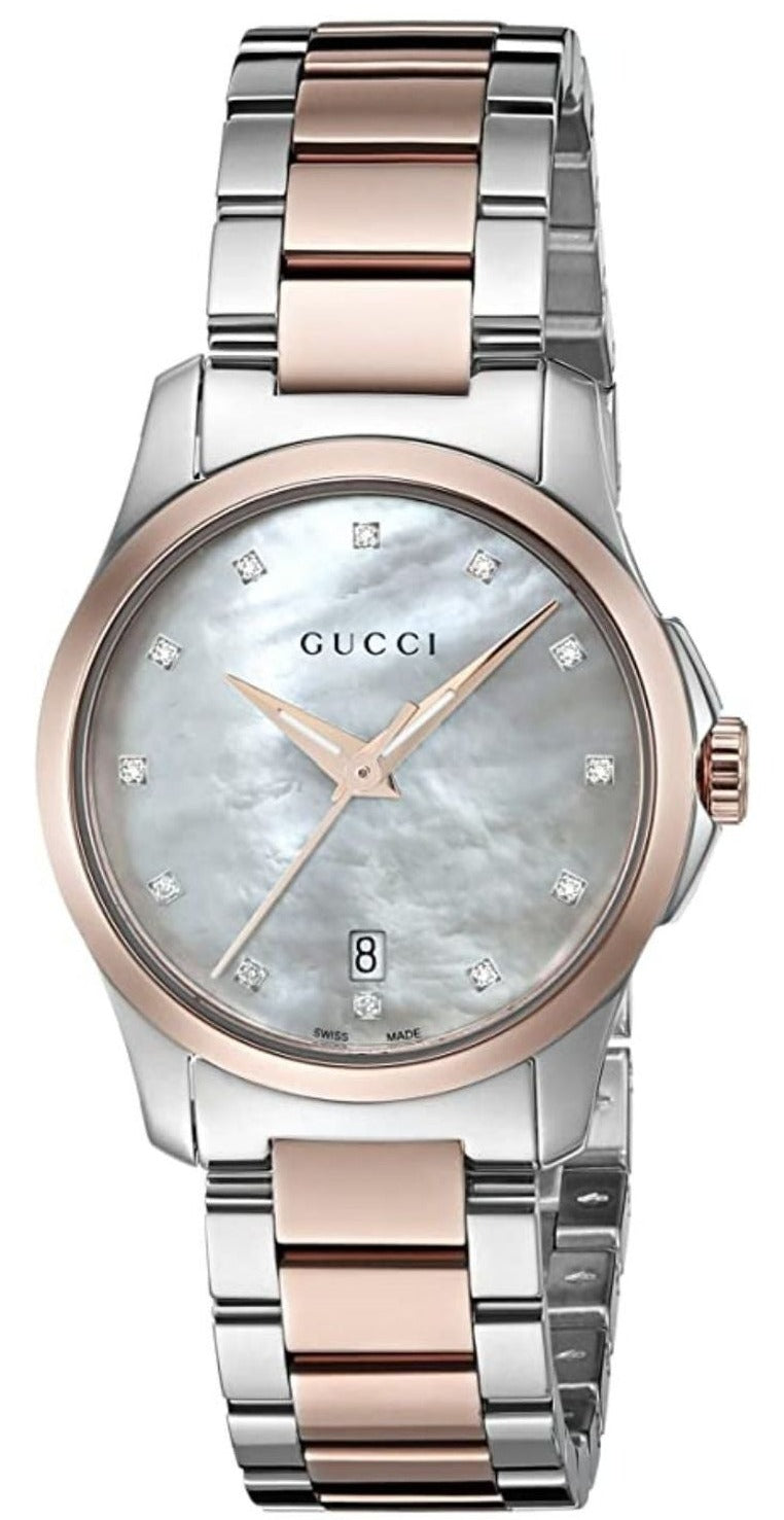 Gucci G Timeless Mother of Pearl Dial Two Tone Steel Strap Watch For Women - YA126544 Watches Gucci   