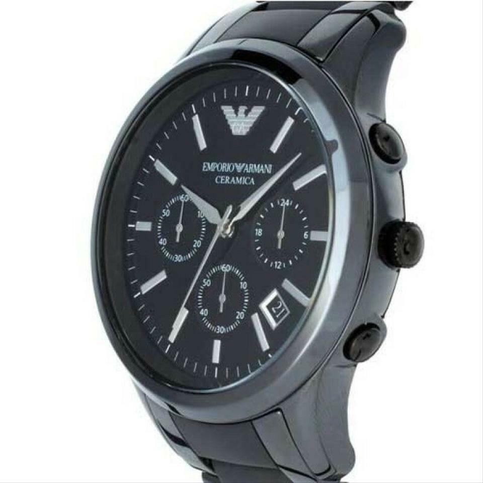 Emporio Armani Ceramica Chronograph  Black Dial Black Strap Watch For Men - AR1452 Watches Emporio Armani   