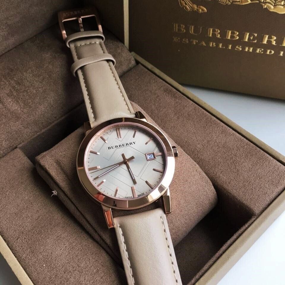 Burberry The City Beige Tan Dial Tan Leather Strap Watch for Women - BU9014 Watches Burberry   