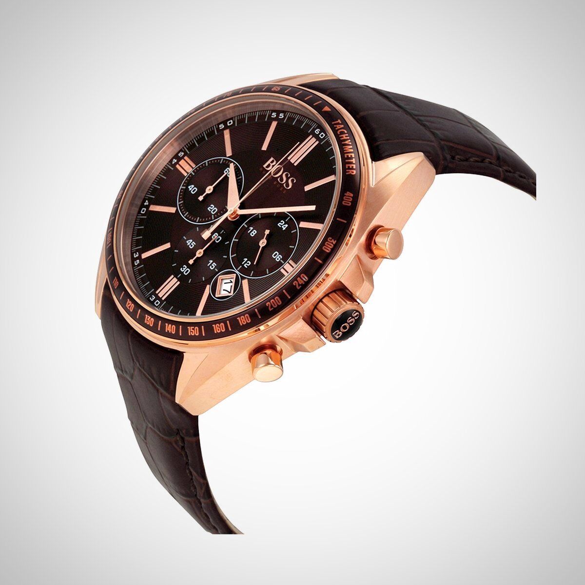 Hugo Boss Driver Sport Chronograph Brown Dial Brown Leather Strap Watch for Men - 1513093 Watches Hugo Boss   