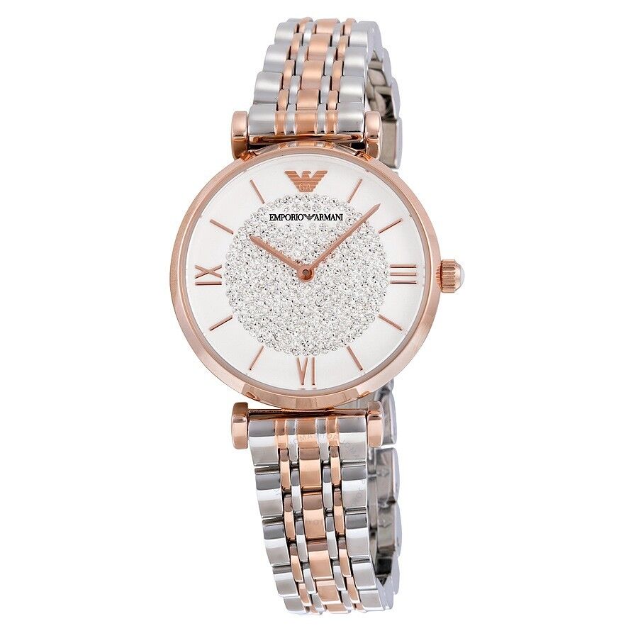 Emporio Armani Gianni T Bar White Dial Two Tone Stainless Steel Watch For Women - AR1926 Watches Emporio Armani   