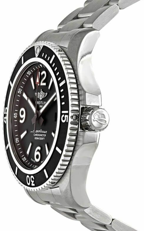 Breitling Superocean Automatic 44mm Black Dial Silver Steel Strap Watch for Men - A17367D71B1A1 Watches Breitling   