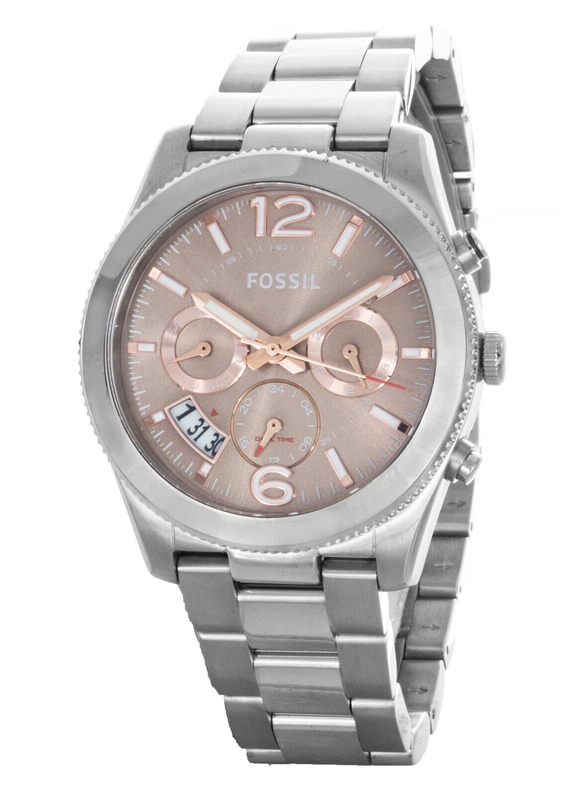 Fossil Perfect Boyfriend Taupe Dial Silver Steel Strap Watch for Women - ES4146 Watches Fossil   