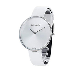 Calvin Klein Full Moon White Dial White Leather Strap Watch for Women - K8Y231L6 Watches Calvin Klein   