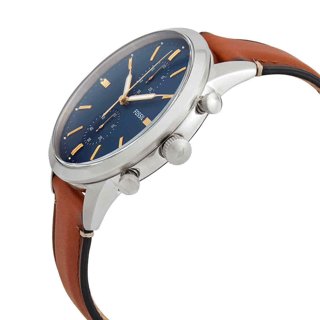 Fossil Townsman Chronograph Blue Dial Brown Leather Strap Watch for Men - FS5279 Watches Fossil   