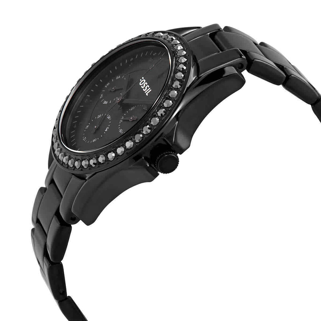 Fossil Riley Multifunction Black Dial Black Steel Strap Watch for Women - ES4519 Watches Fossil   