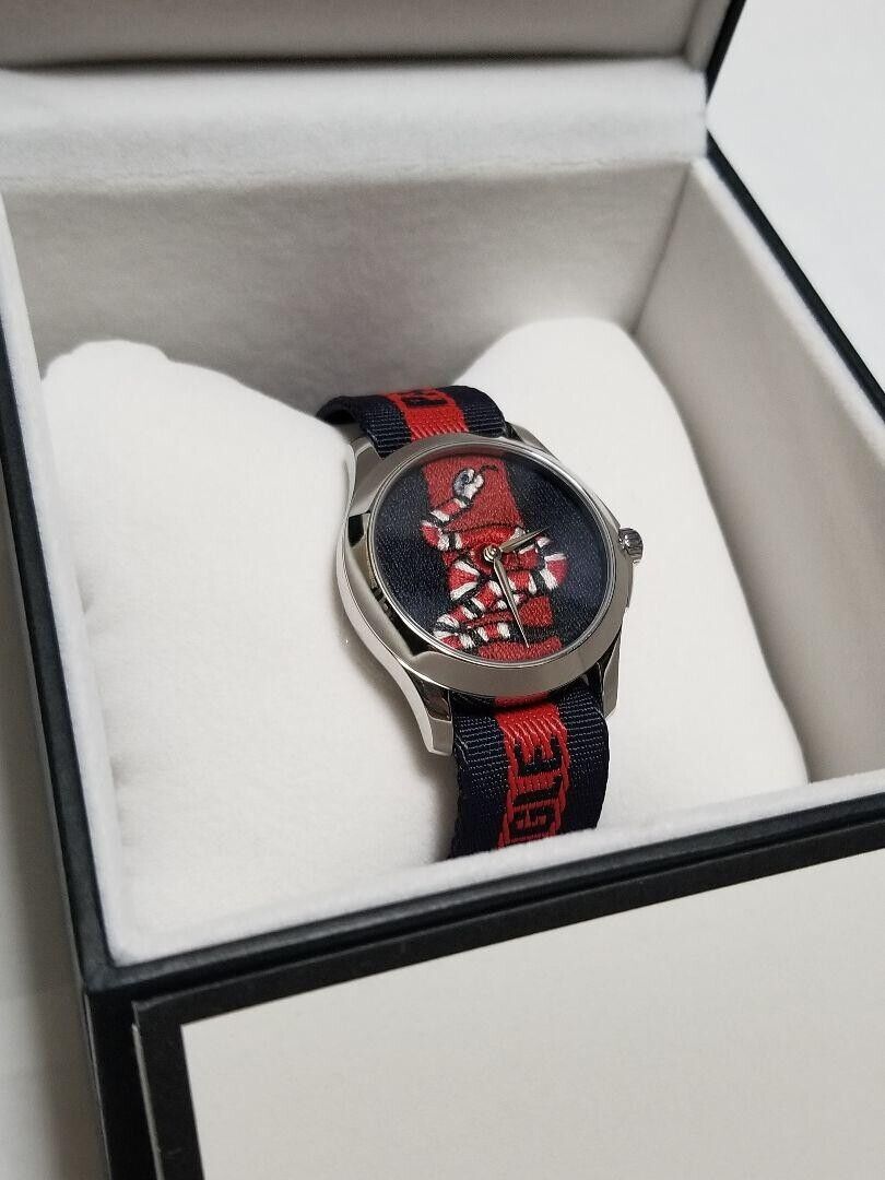 Gucci Le Marche Des Merveilles Blue Red Dial Blue Red Nylon Strap Unisex Watch - YA126493 Watches Gucci   
