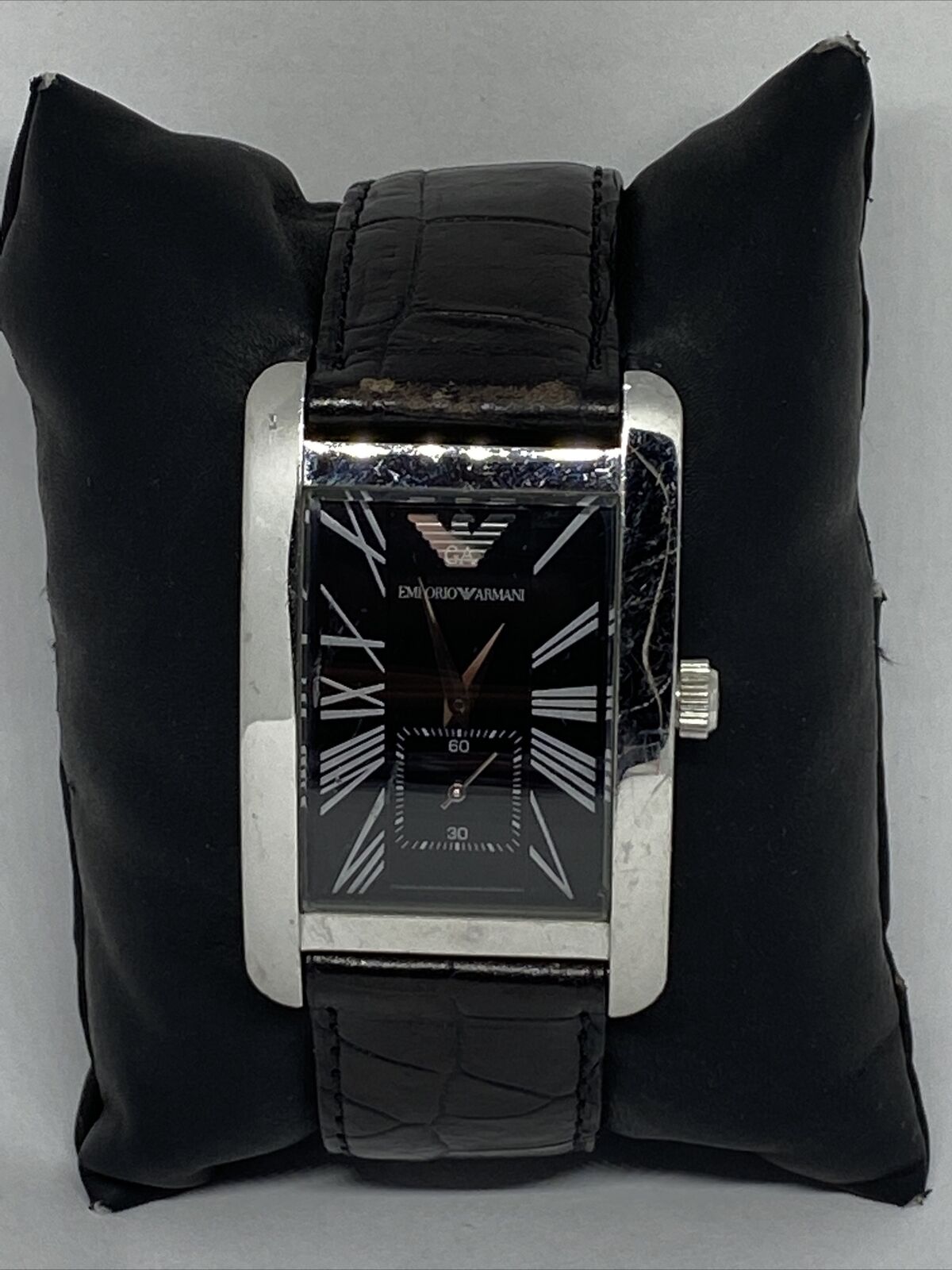 Emporio Armani Black Dial Black Leather Strap Watch For Men - AR0143 Watches Emporio Armani   