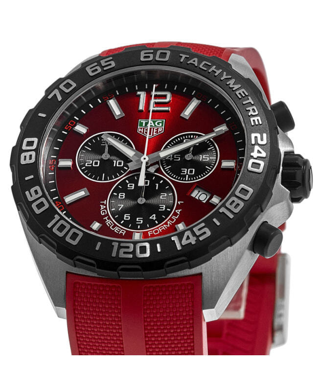 Tag Heuer Formula 1 Chronograph 41mm Red Dial Red Rubber Strap Watch for Men - CAZ101AN.FT8055 Watches Tag Heuer   