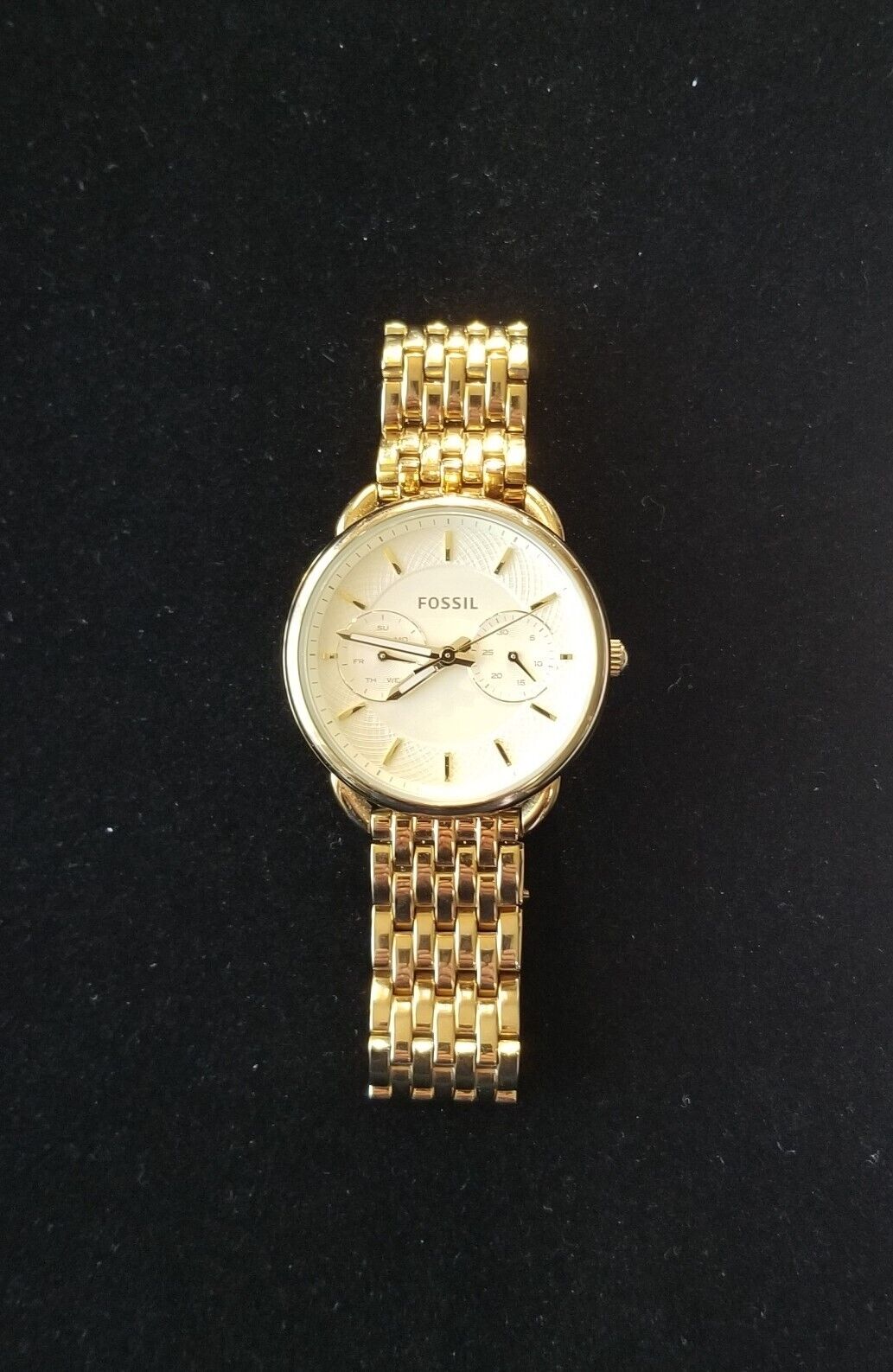 Fossil Tailor Gold Dial Gold Stainless Steel Strap Watch for Women - ES3714 Watches Fossil   