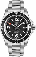 Breitling Superocean Automatic 44mm Black Dial Silver Steel Strap Watch for Men - A17367D71B1A1 Watches Breitling   
