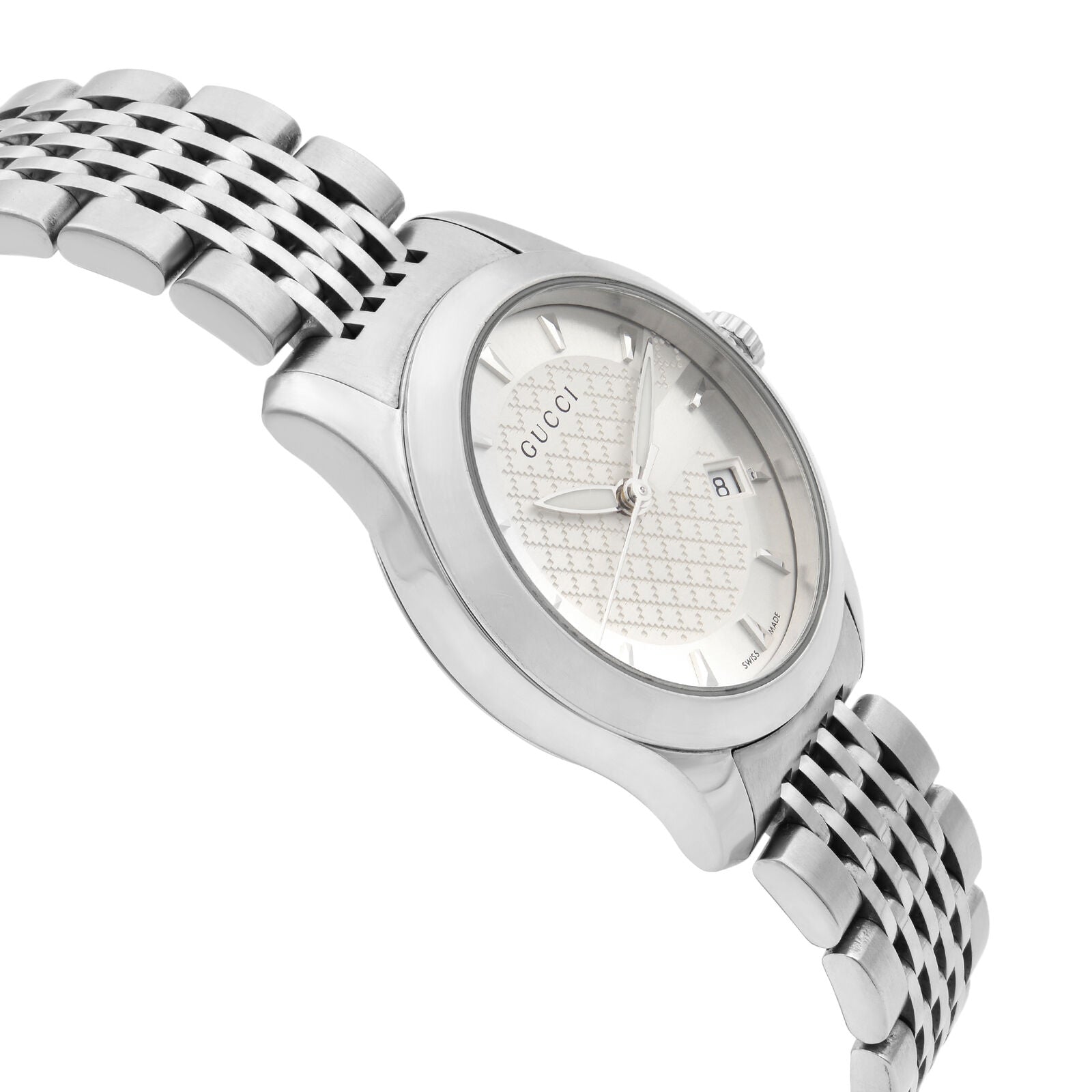 Gucci G Timeless Silver Dial Silver Steel Strap Watch For Women - YA126501 Watches Gucci   