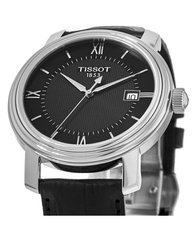 Tissot T Classic Bridgeport Black Dial Leather Strap Watch For Men - T097.410.16.058.00 Watches Tissot   