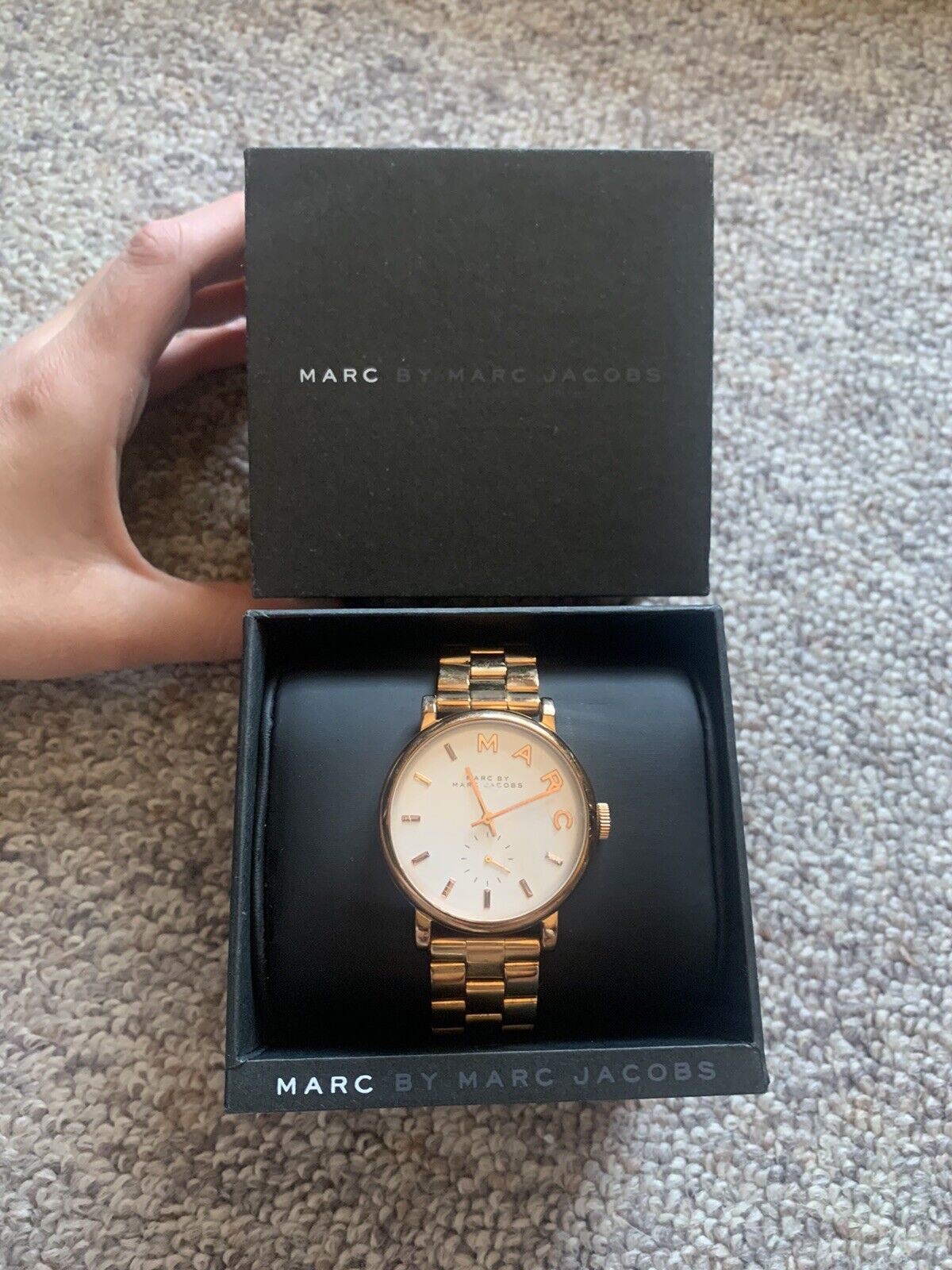 Marc Jacobs Baker White Dial Rose Gold Stainless Steel Strap Watch for Women - MBM3244 Watches Marc Jacobs   