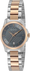 Gucci G Timeless Grey Dial Two Tone Steel Strap Watch For Women - YA126527 Watches Gucci   