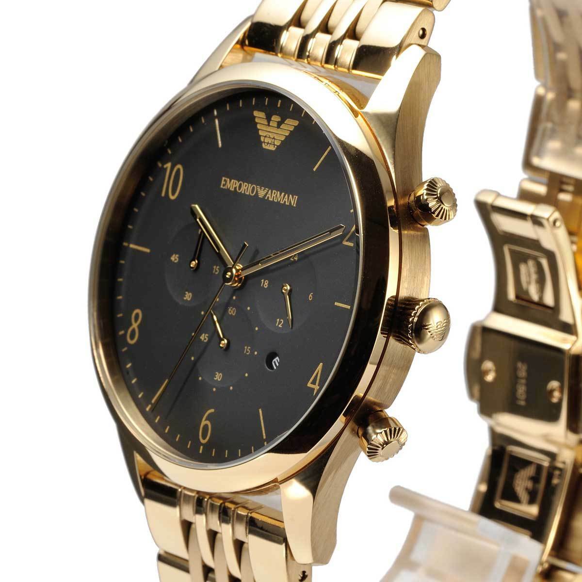 Emporio Armani Classic Chronograph Black Dial Gold Stainless Steel Watch For Men - AR1893 Watches Emporio Armani   