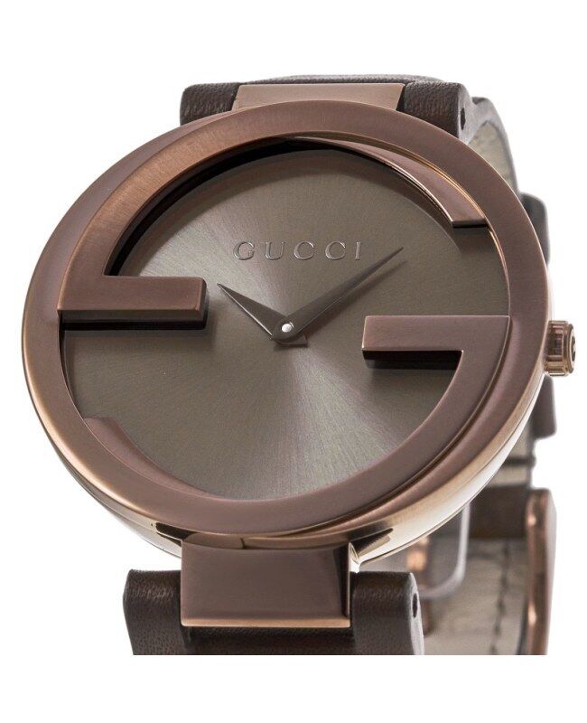 Gucci Interlocking Brown Dial Brown Leather Strap Watch For Women - YA133309 Watches Gucci   