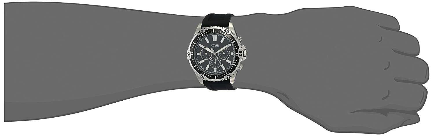 Fossil Garrett Chronograph Black Dial Black Rubber Strap Watch for Men - FS5624 Watches Fossil   