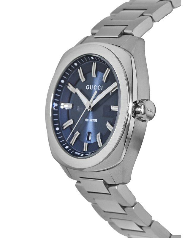 Gucci GG2570 Blue Dial Silver Steel Strap Watch For Men - YA142303 Watches Gucci   