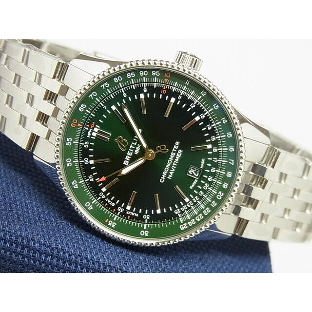 Breitling Navitimer Automatic 41mm Green Dial Silver Steel Strap Watch for Men - A17326361L1A1 Watches Breitling   