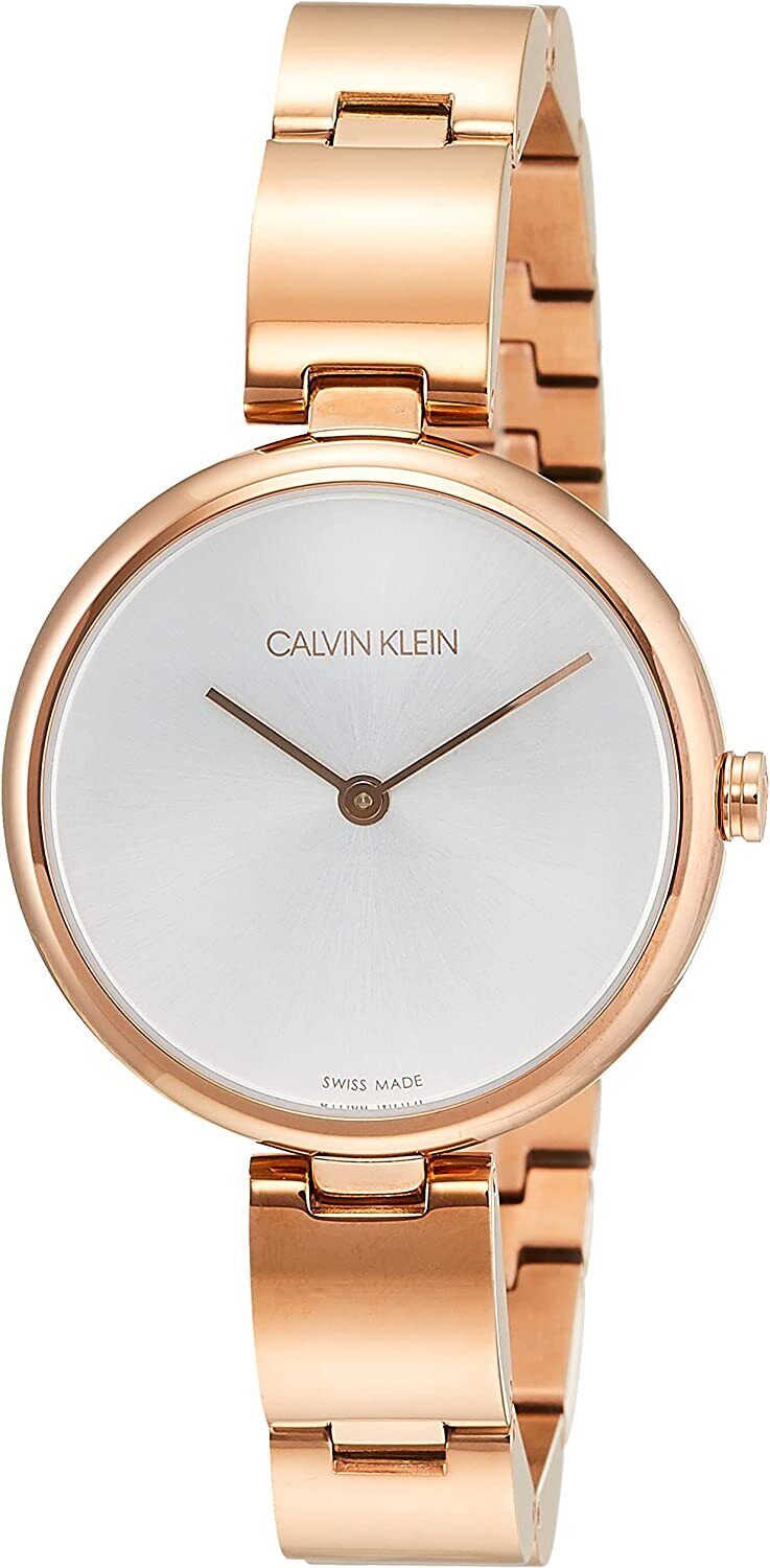 Calvin Klein Wavy White Dial Rose Gold Steel Strap Watch for Women - K9U23646 Watches Calvin Klein   