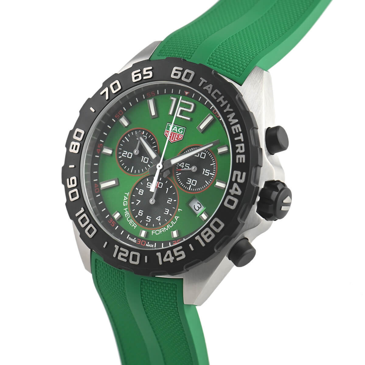 Tag Heuer Formula 1 Chronograph 41mm Green Dial Green Rubber Strap Watch for Men - CAZ101AP.FT8056 Watches Tag Heuer   