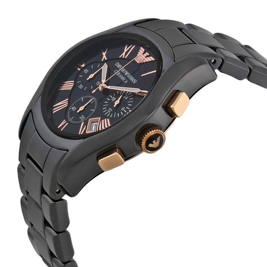 Emporio Armani Valente Ceramica Chronograph Black Dial Watch For Men - AR1410 Watches Emporio Armani   