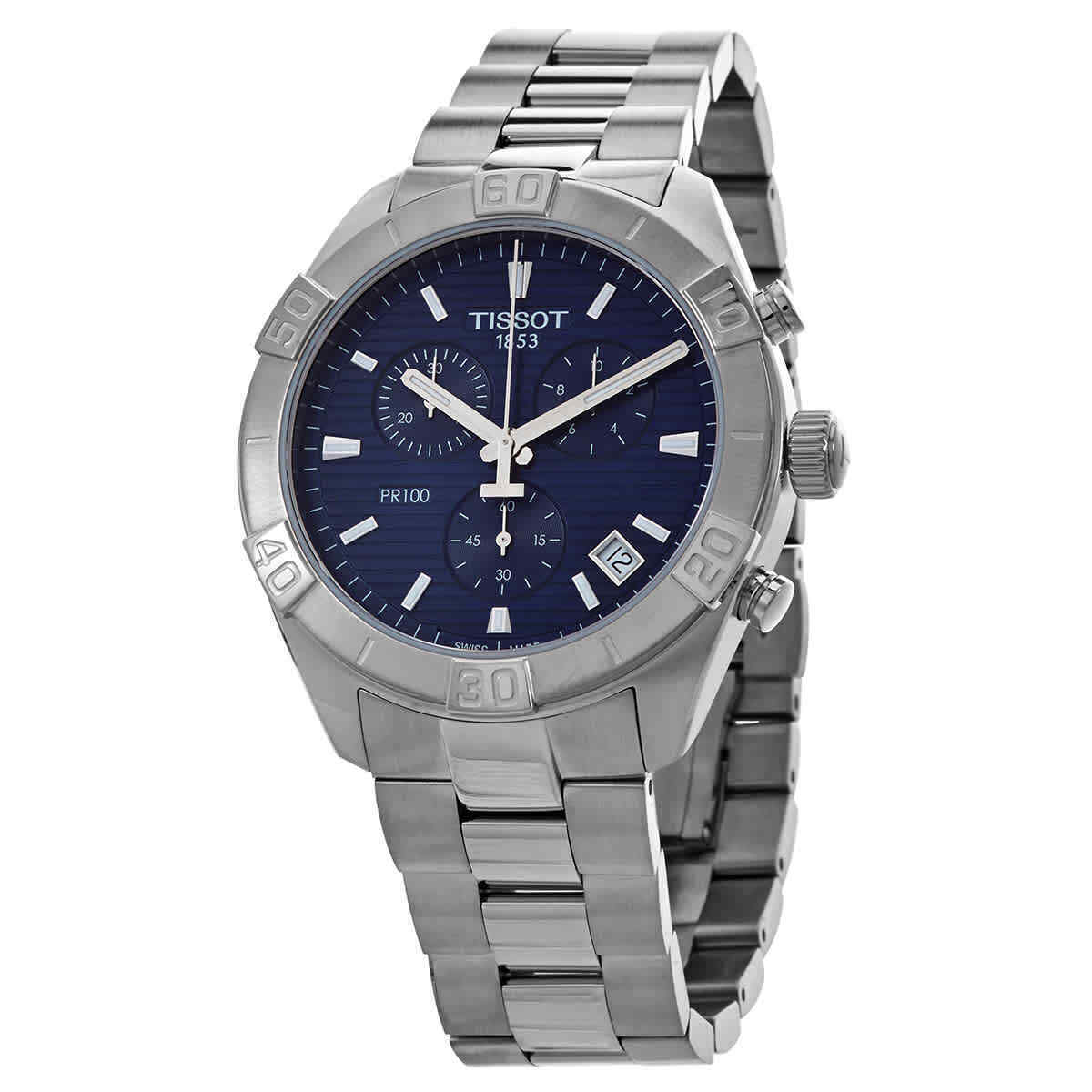 Tissot PR 100 Sport Quartz Chronograph Blue Dial Silver Stainless Steel Watch For Men - T101.617.11.041.00 Watches Tissot   