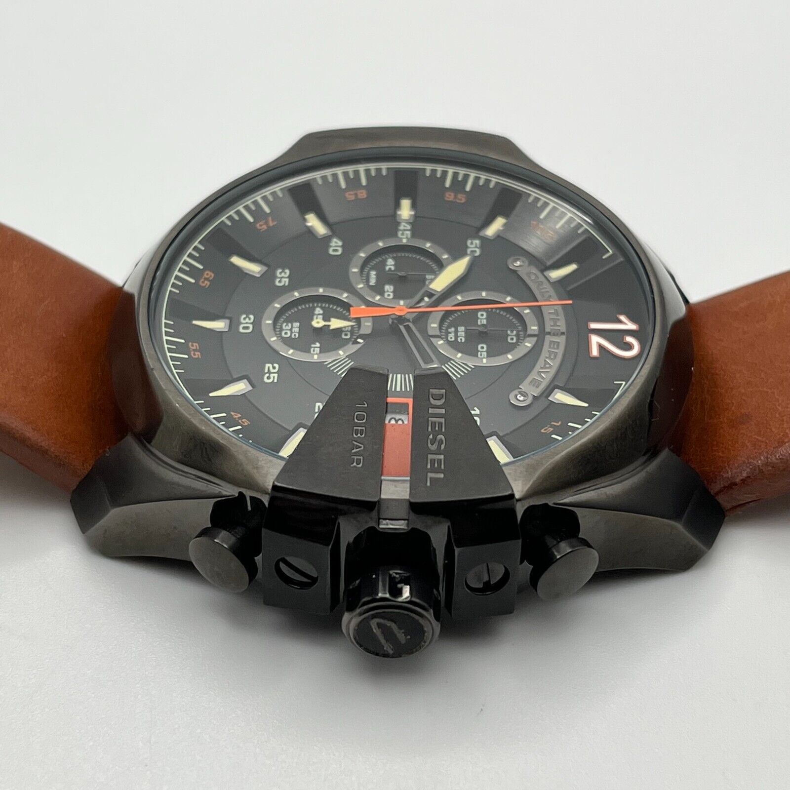 Diesel Mega Chief Quartz Chronograph Brown Leather Watch For Men - DZ4343 Watches Diesel   