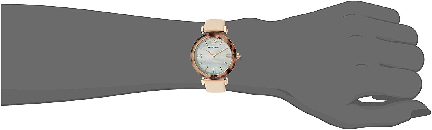 Emporio Armani Mother of Pearl Dial Beige Leather Strap Watch For Women - AR11004 Watches Emporio Armani   