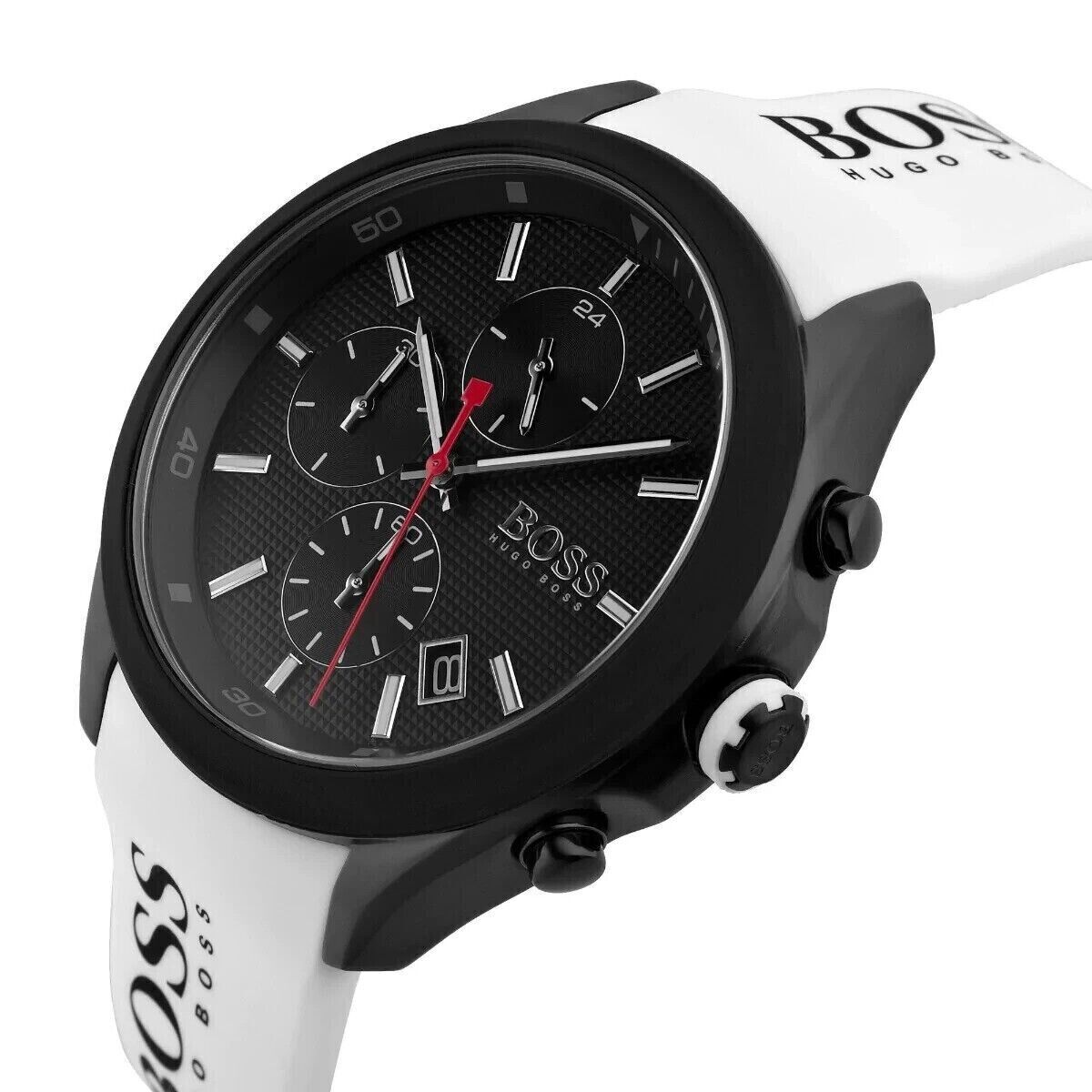 Hugo Boss Velocity Black Dial White Rubber Strap Watch for Men - 1513718 Watches Hugo Boss   