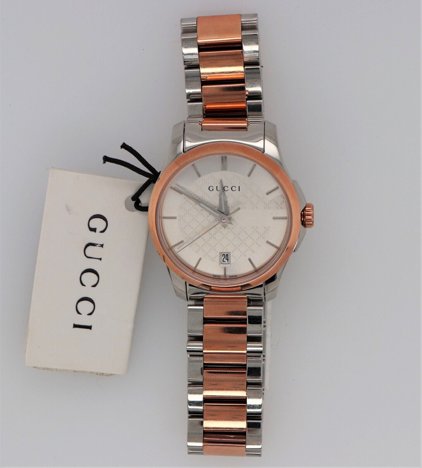 Gucci G Timeless Silver Dial Two Tone Steel Strap Watch For Women - YA126528 Watches Gucci   