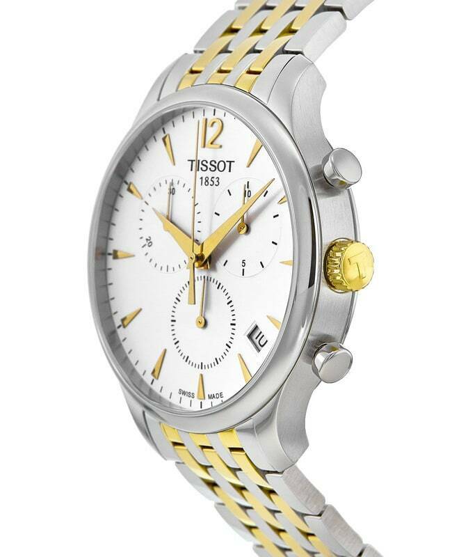 Tissot T Classic Tradition Chronograph White Dial Two Tone Mesh Bracelet Watch For Men - T063.617.22.037.00 Watches Tissot   